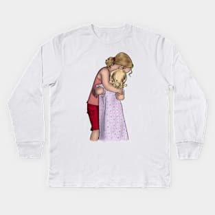 Two young girls hugging Kids Long Sleeve T-Shirt